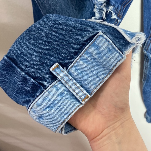 Revice Denim Blue Matchmaker high rise patchwork Straight Leg crop jeans size 26 - Picture 7 of 15